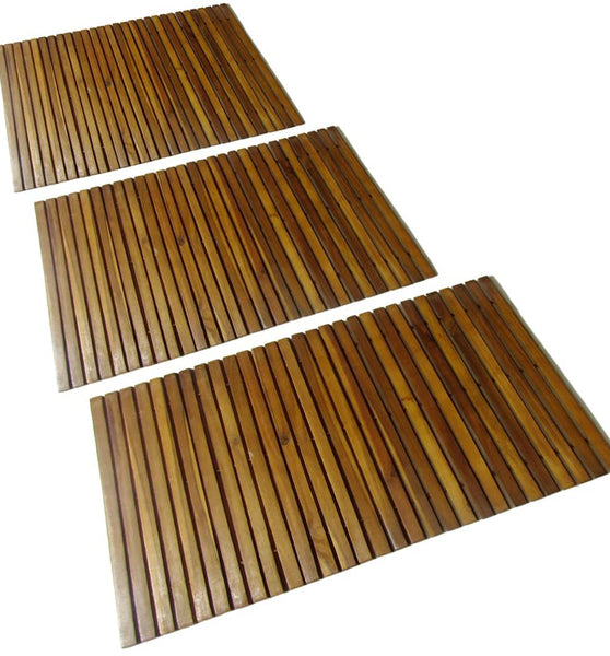 3 x Akazienholz Badematte 80 x 50 cm