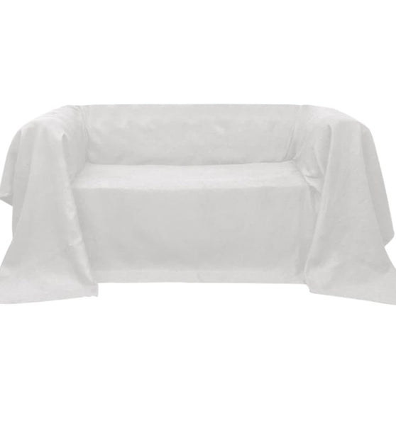 Micro-Suede Sofaüberwurf Tagesdecke Creme 270 x 350 cm