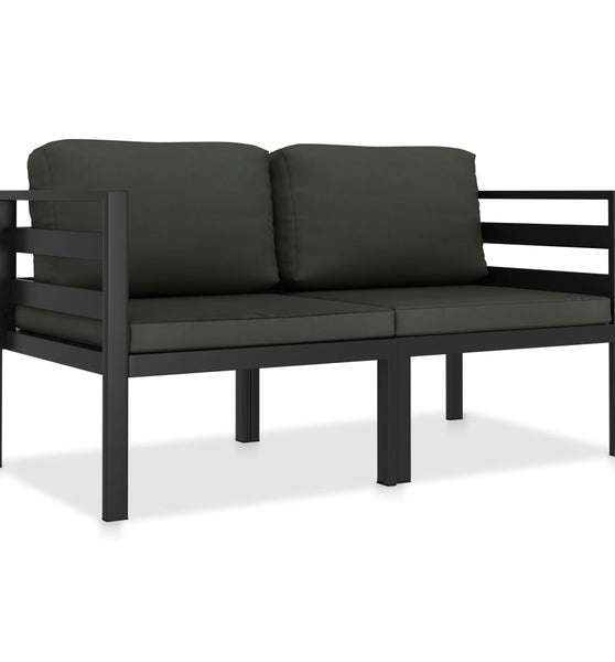 2-tlg. Garten-Sofagarnitur mit Auflagen Aluminium Anthrazit