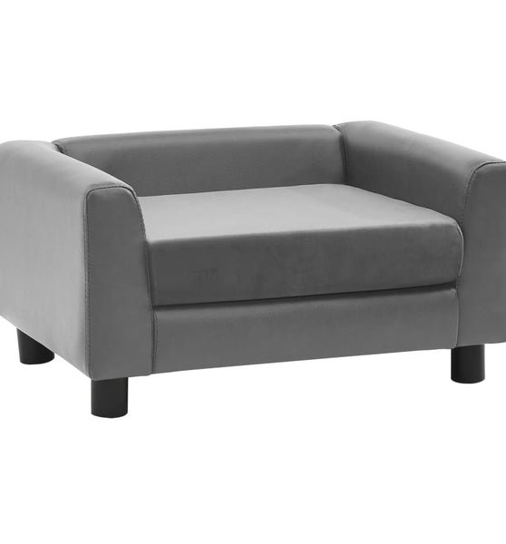 Hundesofa Grau 60x43x30 cm Plüsch und Kunstleder