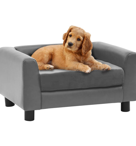 Hundesofa Grau 60x43x30 cm Plüsch und Kunstleder