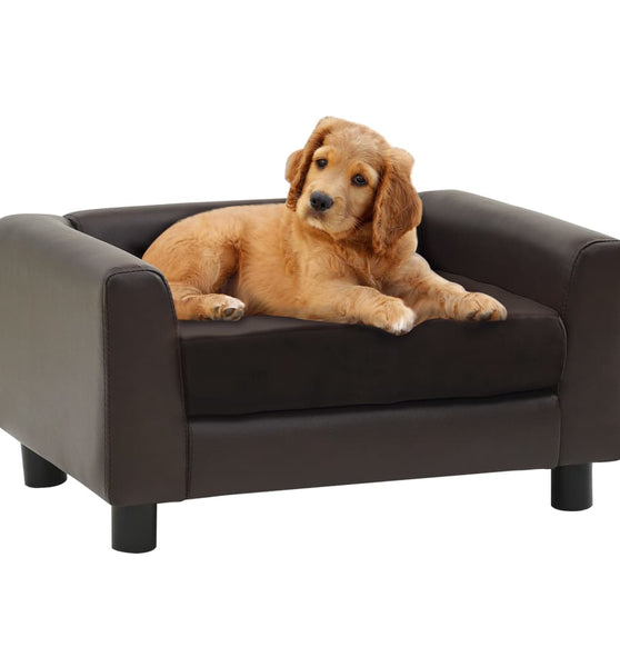 Hundesofa Braun 60x43x30 cm Plüsch und Kunstleder