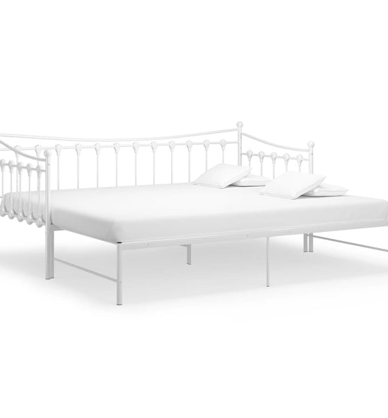 Ausziehsofa Bettgestell Weiß Metall 90x200 cm