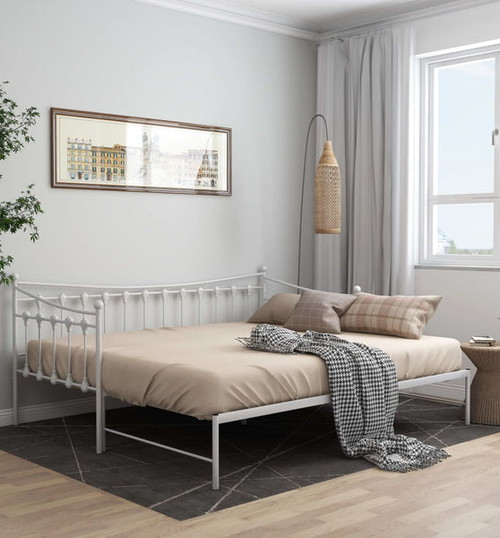 Ausziehsofa Bettgestell Weiß Metall 90x200 cm
