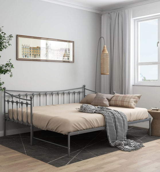 Ausziehsofa Bettgestell Grau Metall 90x200 cm