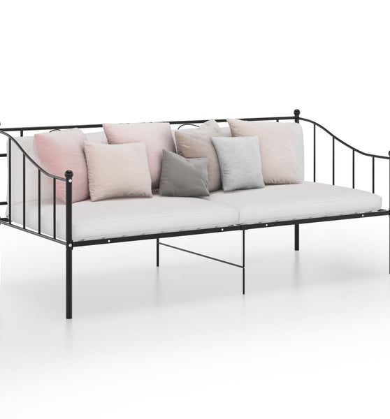 Schlafsofa Bettgestell Schwarz Metall 90x200 cm