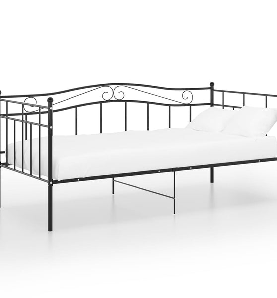 Schlafsofa Bettgestell Schwarz Metall 90x200 cm