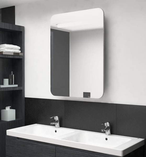 LED-Bad-Spiegelschrank Betongrau 60x11x80 cm