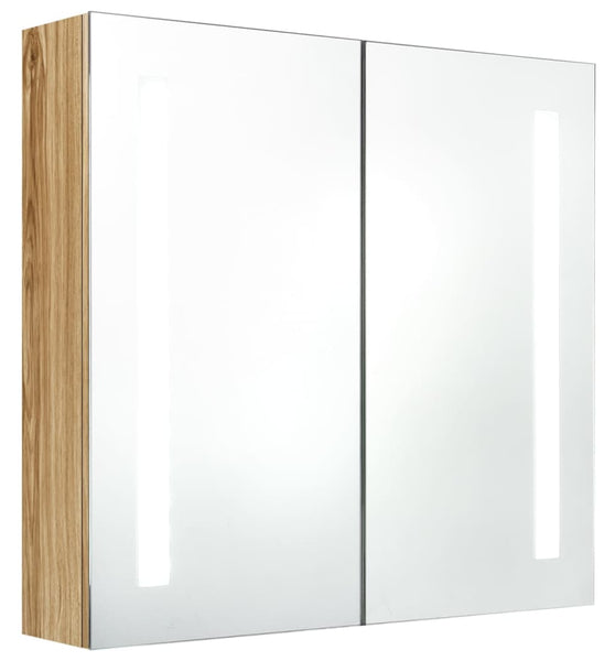 LED-Bad-Spiegelschrank Eichenoptik 62x14x60 cm