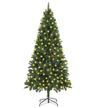 Künstlicher Weihnachtsbaum mit Beleuchtung & Zapfen Grün 210 cm