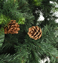 Künstlicher Weihnachtsbaum mit Beleuchtung & Zapfen Grün 210 cm