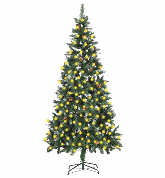 Weihnachtsbaum Gefrostet mit Beleuchtung & Zapfen 210 cm