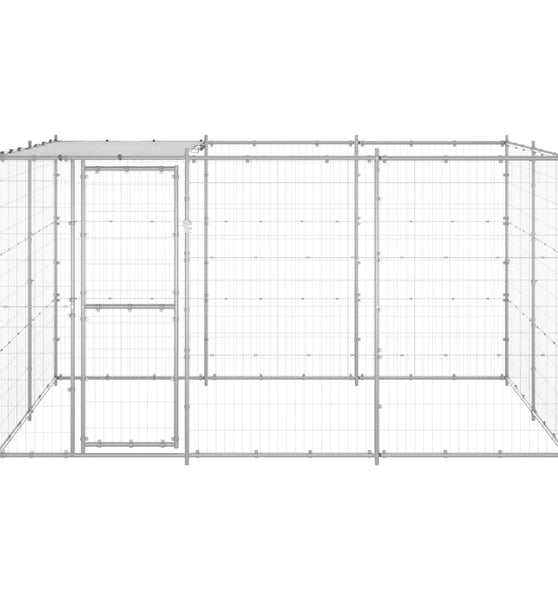 Outdoor-Hundezwinger mit Überdachung Verzinkter Stahl 7,26 m²