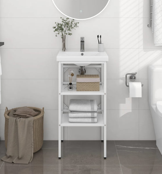 Badezimmer Waschtischgestell Weiß 40x38x83 cm Eisen