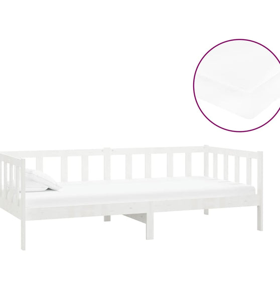 Tagesbett mit Matratze 90x200 cm Weiß Kiefer Massivholz