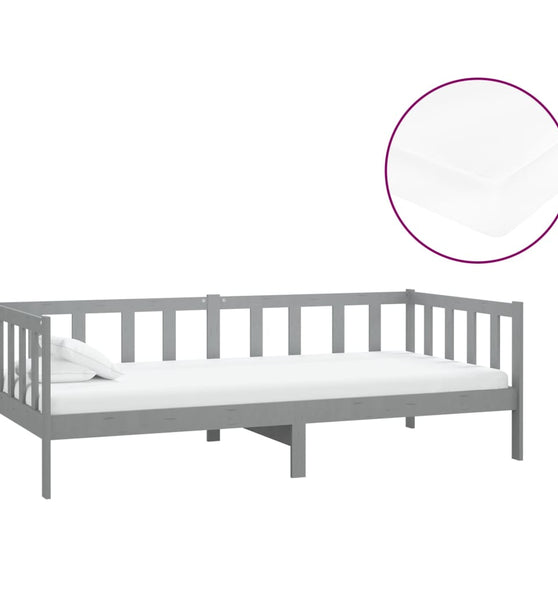 Tagesbett mit Matratze 90x200 cm Grau Kiefer Massivholz