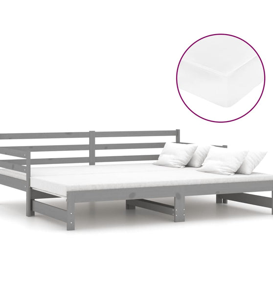 Ausziehbares Tagesbett 2x(90x200) cm Grau Massivholz Kiefer