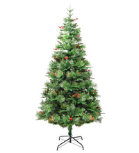 Weihnachtsbaum mit Beleuchtung und Kiefernzapfen Grün 225 cm