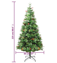 Weihnachtsbaum mit Beleuchtung und Kiefernzapfen Grün 225 cm