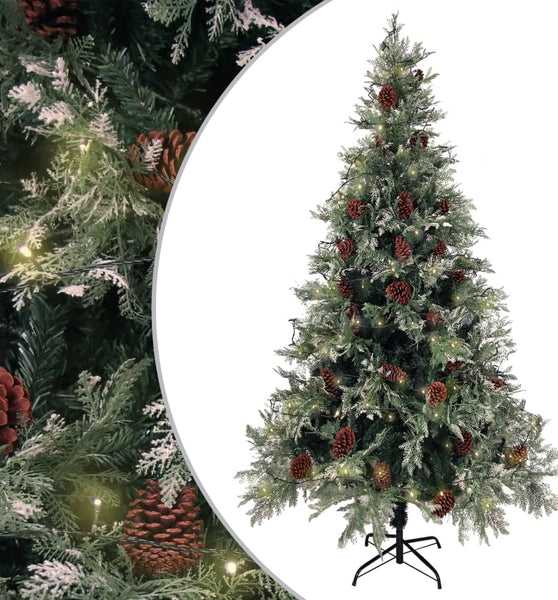 Weihnachtsbaum mit Beleuchtung und Kiefernzapfen 195 cm PVC&PE