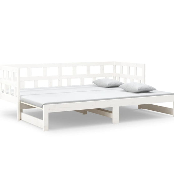 Tagesbett Ausziehbar Weiß Massivholz Kiefer 2x(90x200) cm