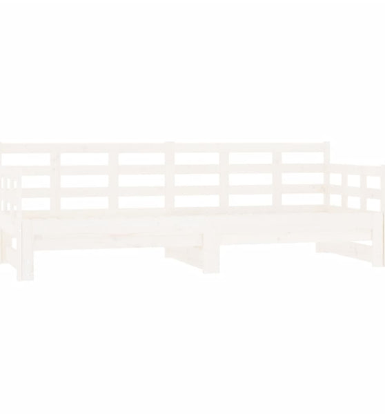 Tagesbett Ausziehbar Weiß Massivholz Kiefer 2x(90x200) cm