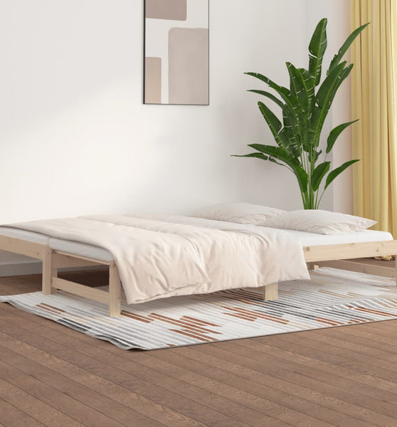 Tagesbett Ausziehbar 2x(80x200) cm Massivholz Kiefer