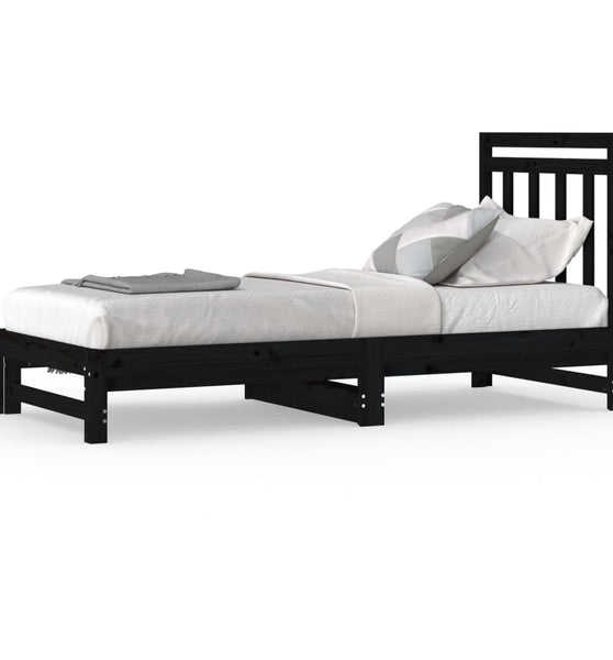 Tagesbett Ausziehbar Schwarz 2x(90x200) cm Massivholz Kiefer