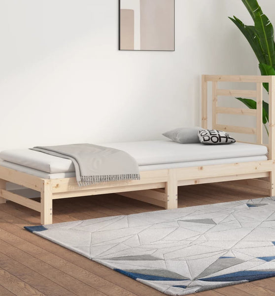 Tagesbett Ausziehbar 2x(90x190) cm Massivholz Kiefer