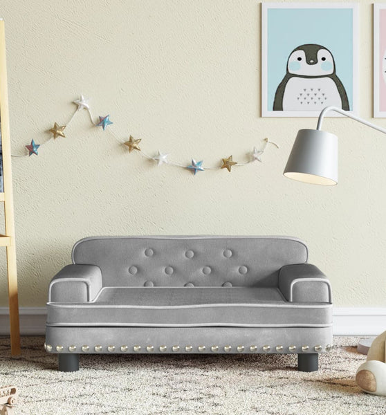 Kindersofa Hellgrau 70x45x30 cm Samt