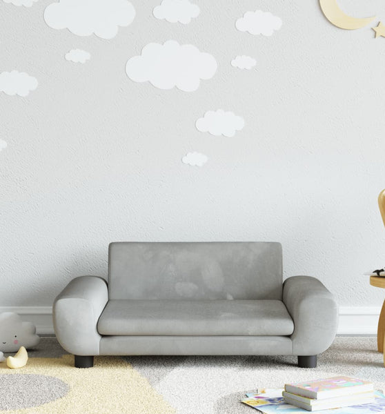 Kindersofa Hellgrau 70x45x33 cm Samt