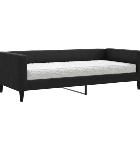 Tagesbett mit Matratze Schwarz 90x190 cm Stoff