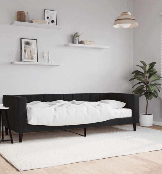 Tagesbett mit Matratze Schwarz 80x200 cm Samt