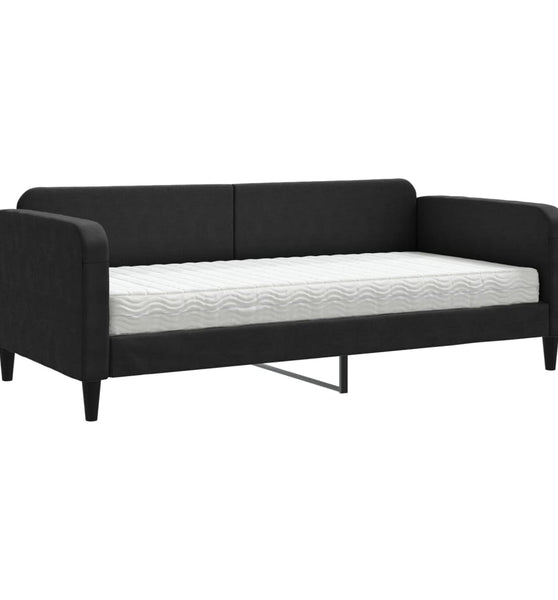 Tagesbett mit Matratze Schwarz 90x190 cm Stoff