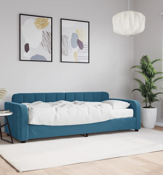 Tagesbett mit Matratze Blau 80x200 cm Samt