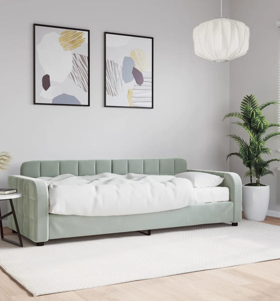 Tagesbett mit Matratze Hellgrau 80x200 cm Samt