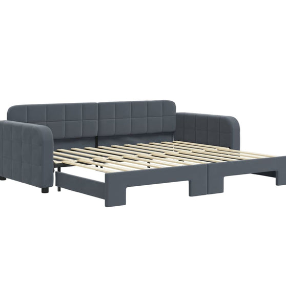 Tagesbett Ausziehbar Dunkelgrau 90x200 cm Samt