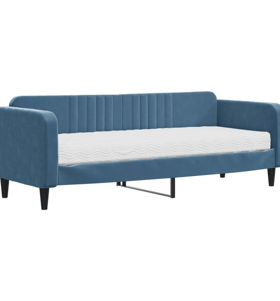 Tagesbett mit Matratze Blau 80x200 cm Samt