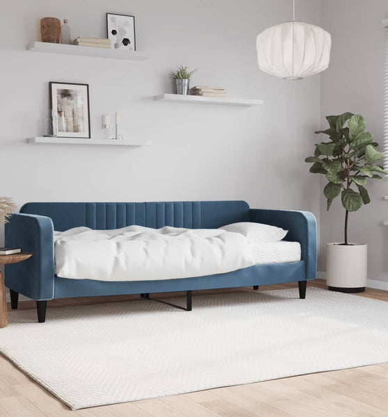 Tagesbett mit Matratze Blau 80x200 cm Samt