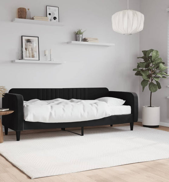 Tagesbett mit Matratze Schwarz 80x200 cm Samt