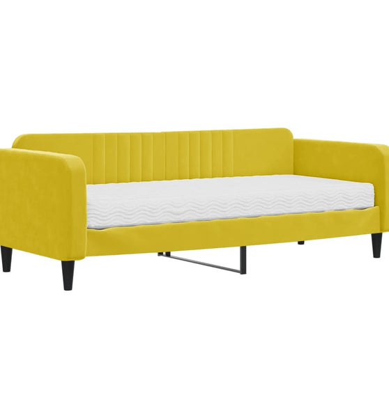 Tagesbett mit Matratze Gelb 90x200 cm Samt