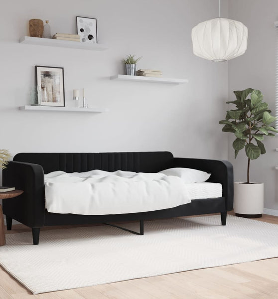 Tagesbett mit Matratze Schwarz 90x190 cm Samt