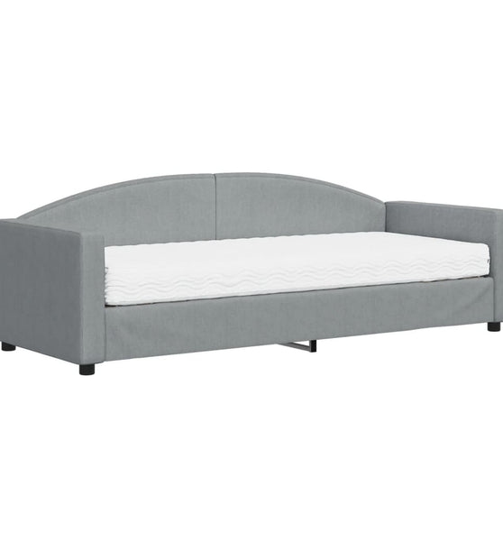 Tagesbett mit Matratze Hellgrau 80x200 cm Stoff
