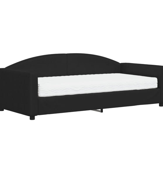 Tagesbett mit Matratze Schwarz 90x190 cm Stoff