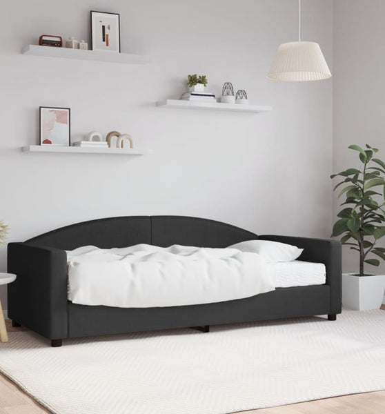 Tagesbett mit Matratze Schwarz 90x190 cm Stoff