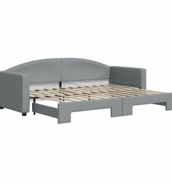 Tagesbett Ausziehbar Hellgrau 80x200 cm Stoff