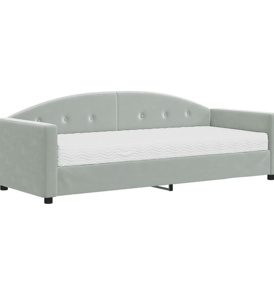 Tagesbett mit Matratze Hellgrau 80x200 cm Samt