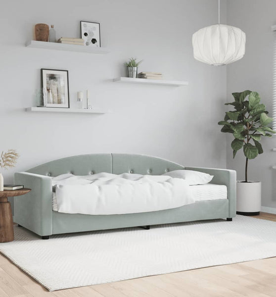 Tagesbett mit Matratze Hellgrau 80x200 cm Samt