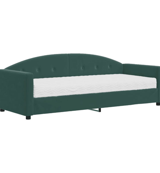 Tagesbett mit Matratze Dunkelgrün 80x200 cm Samt