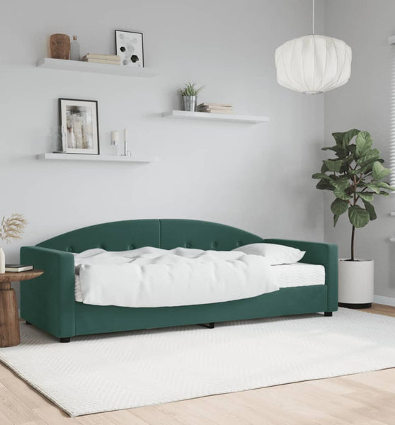 Tagesbett mit Matratze Dunkelgrün 80x200 cm Samt